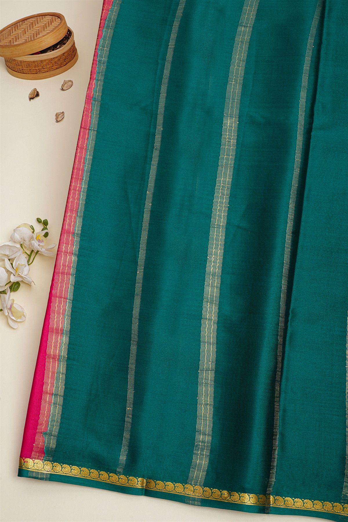 Mysore Crepe Rani Pink Saree