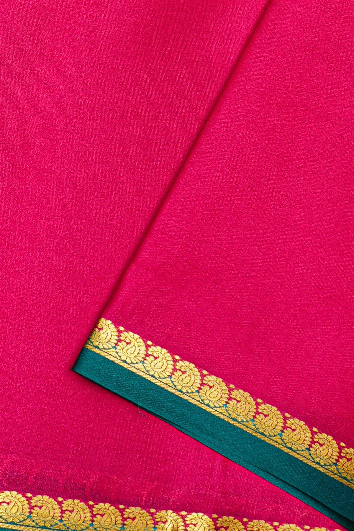 Mysore Crepe Rani Pink Saree