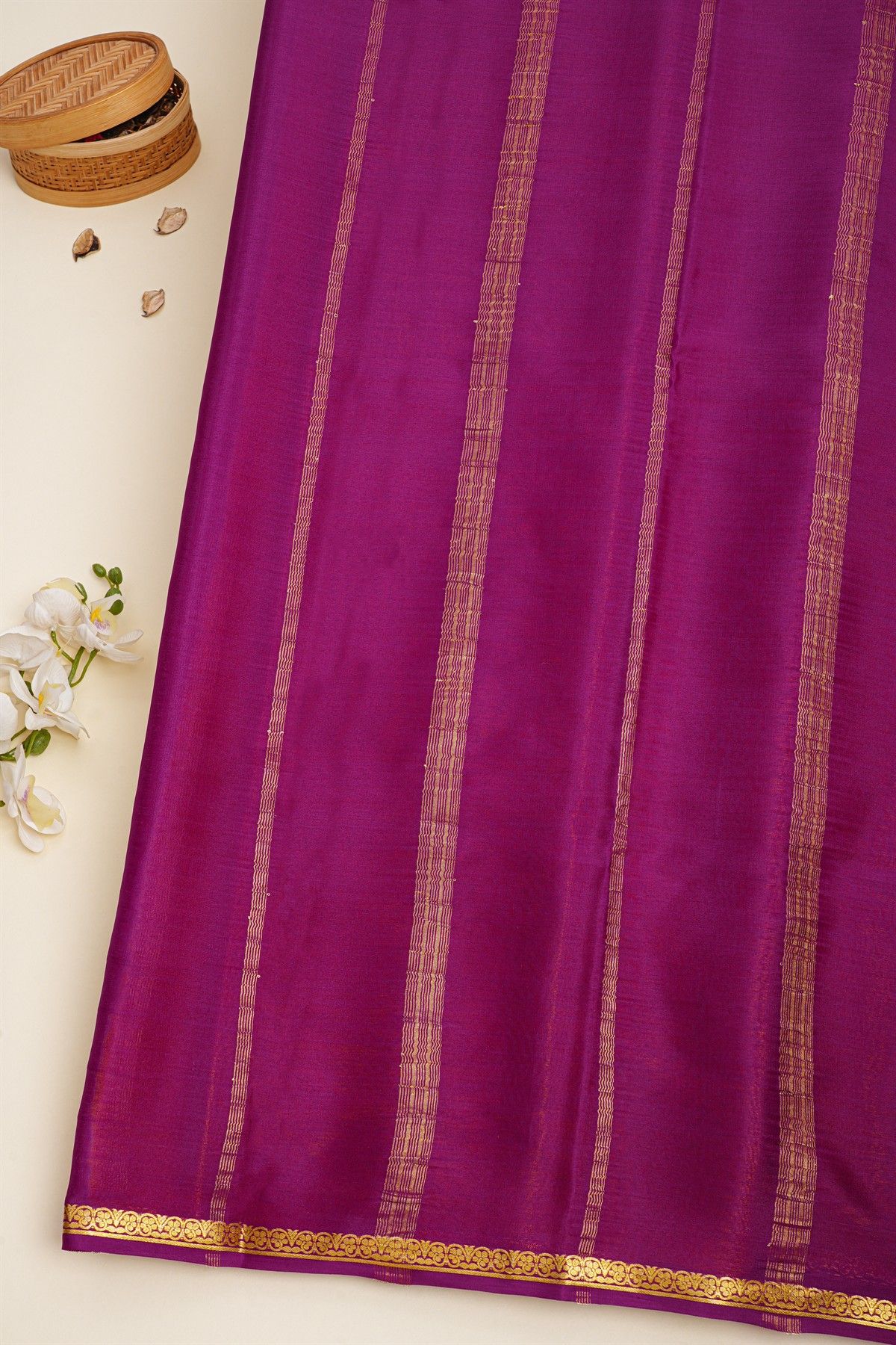 Mysore Crepe Mehendi Green Saree