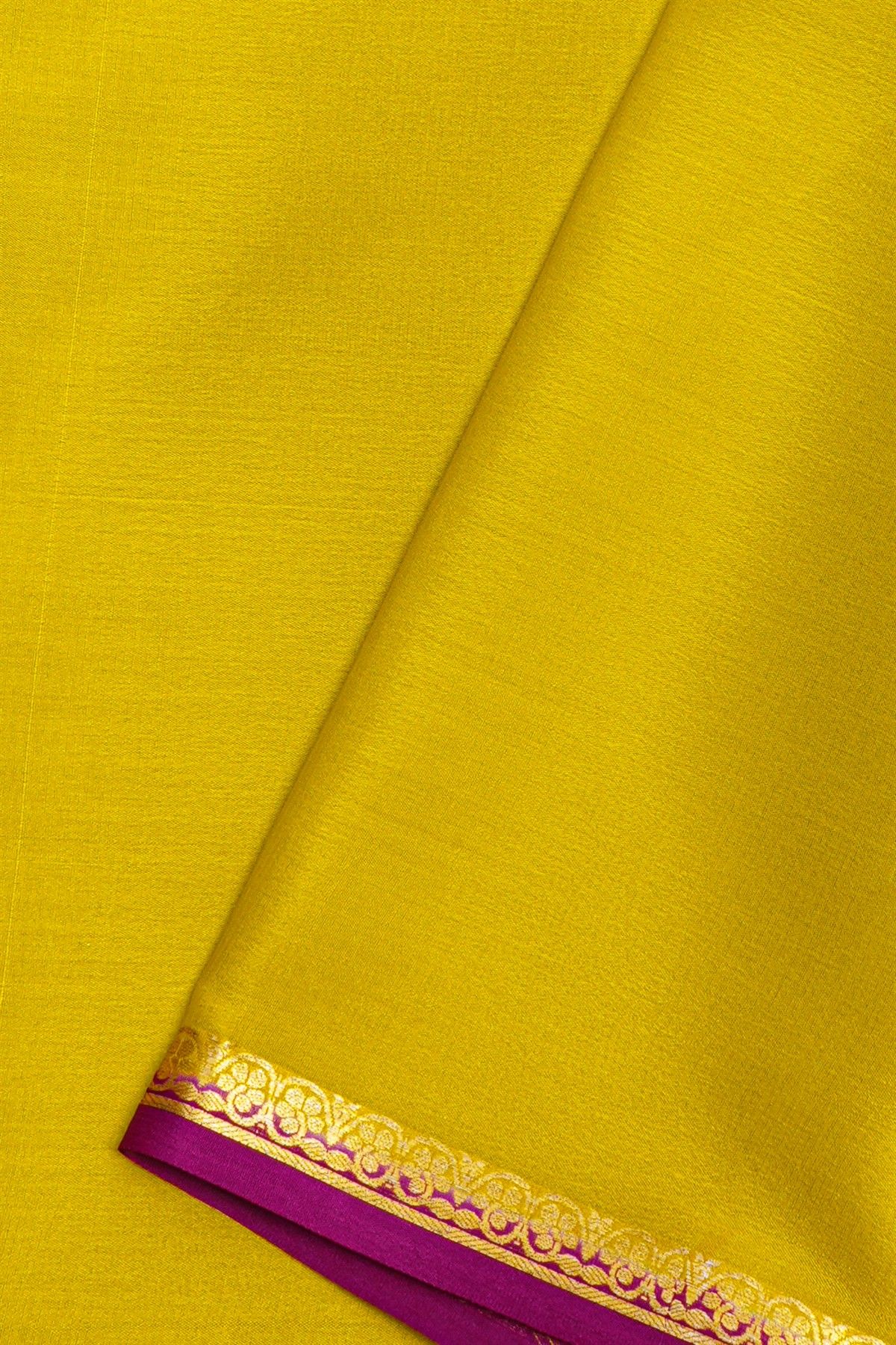 Mysore Crepe Mehendi Green Saree