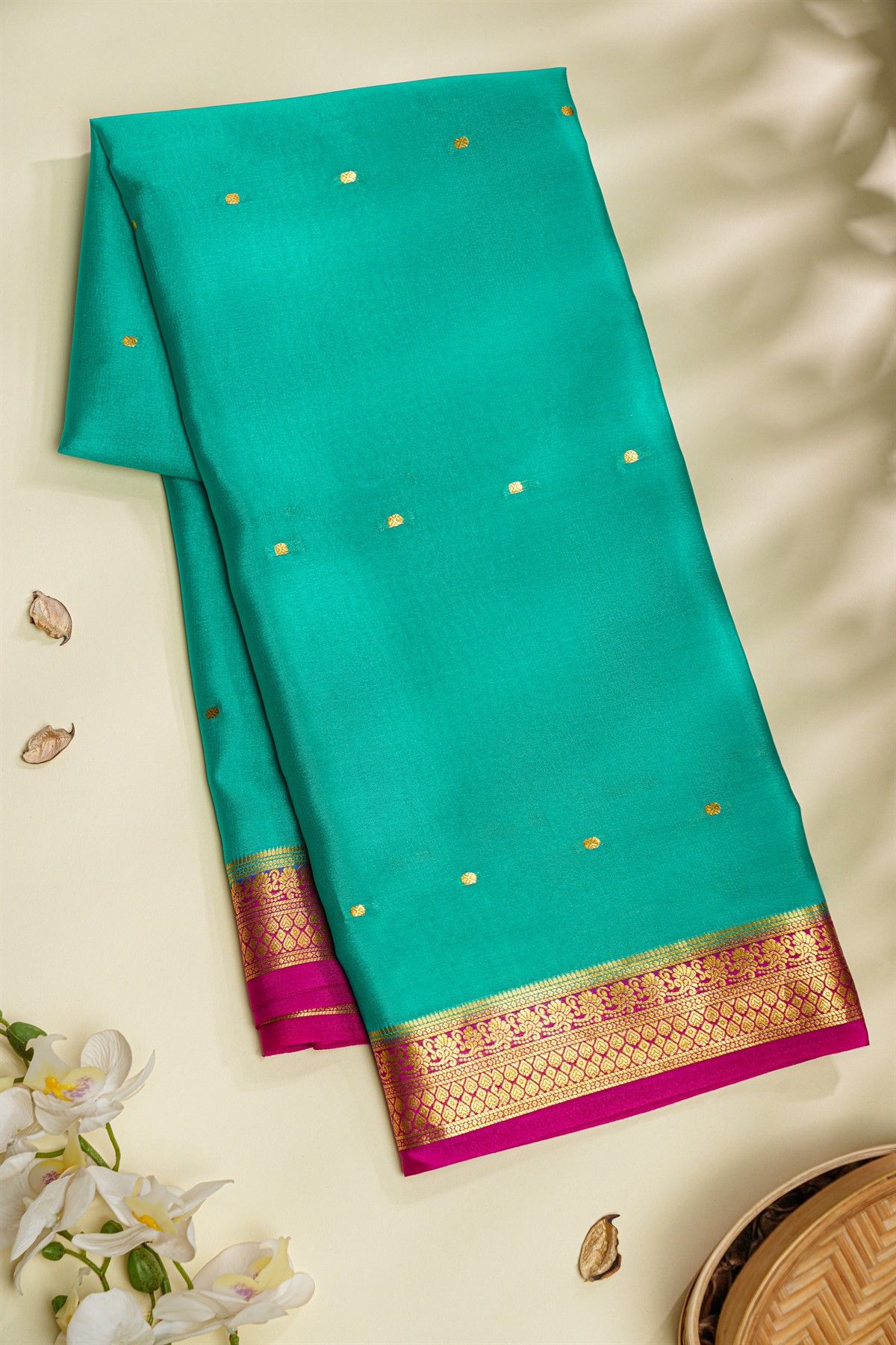 Mysore Crepe Sky Blue Saree