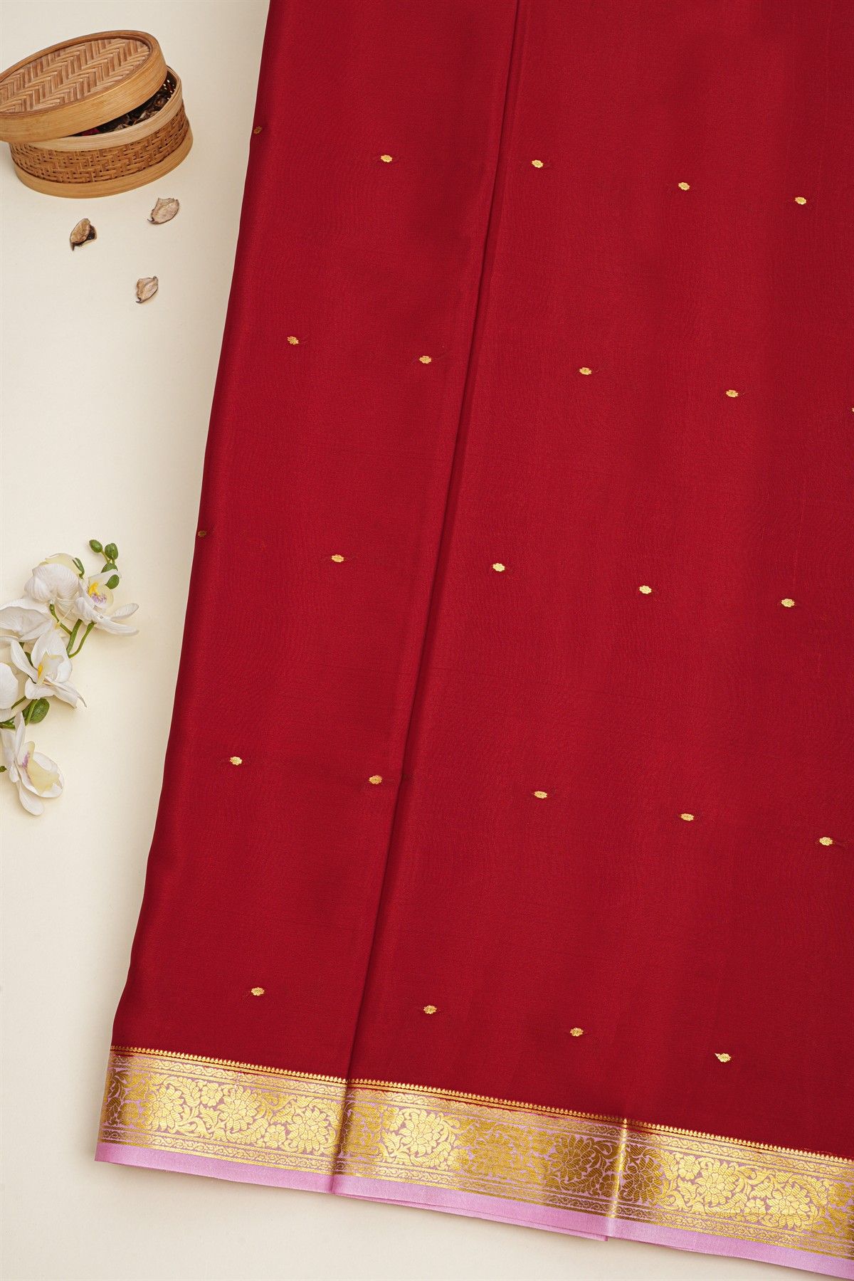 Mysore Crepe Maroon Saree