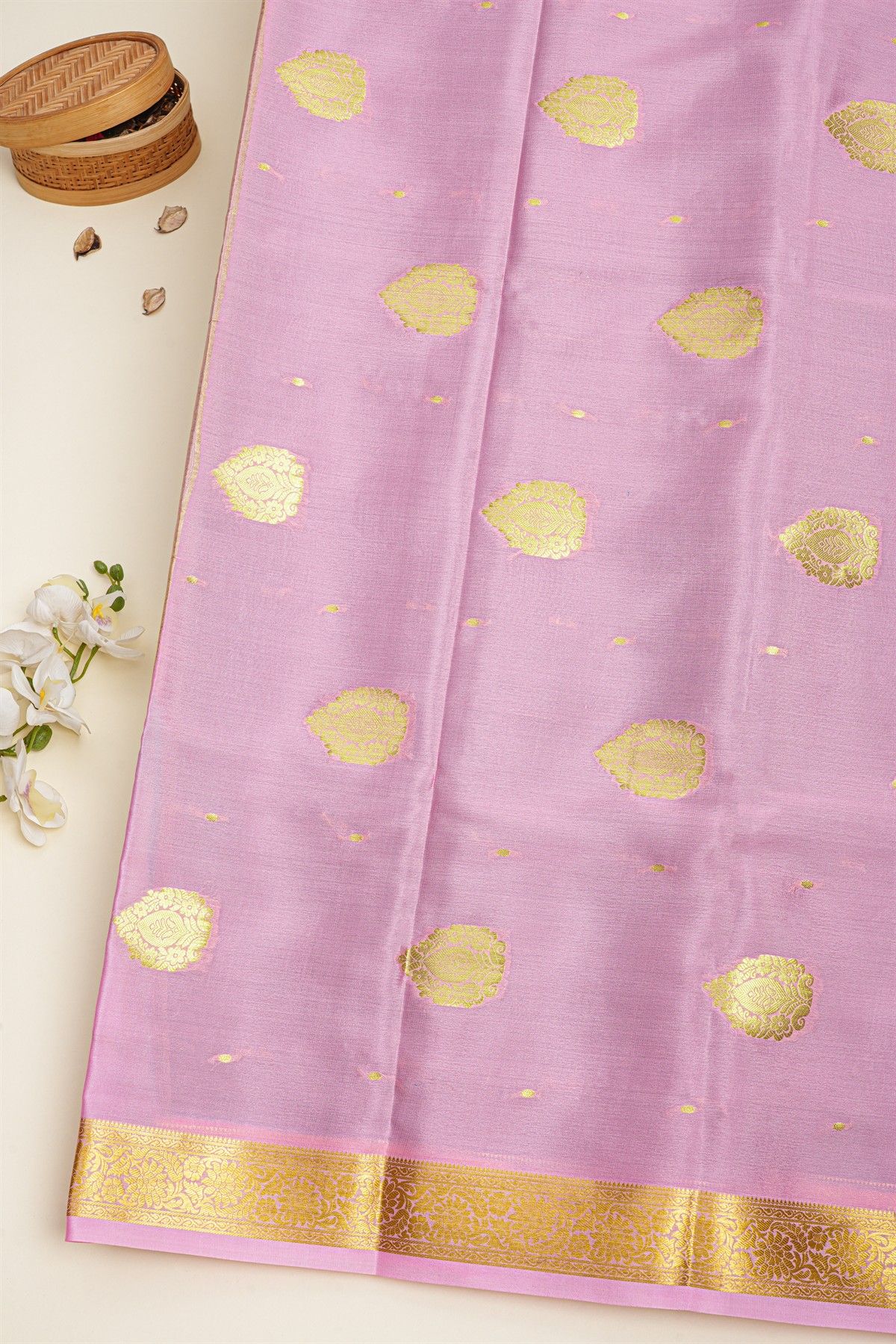 Mysore Crepe Bottle Green Saree