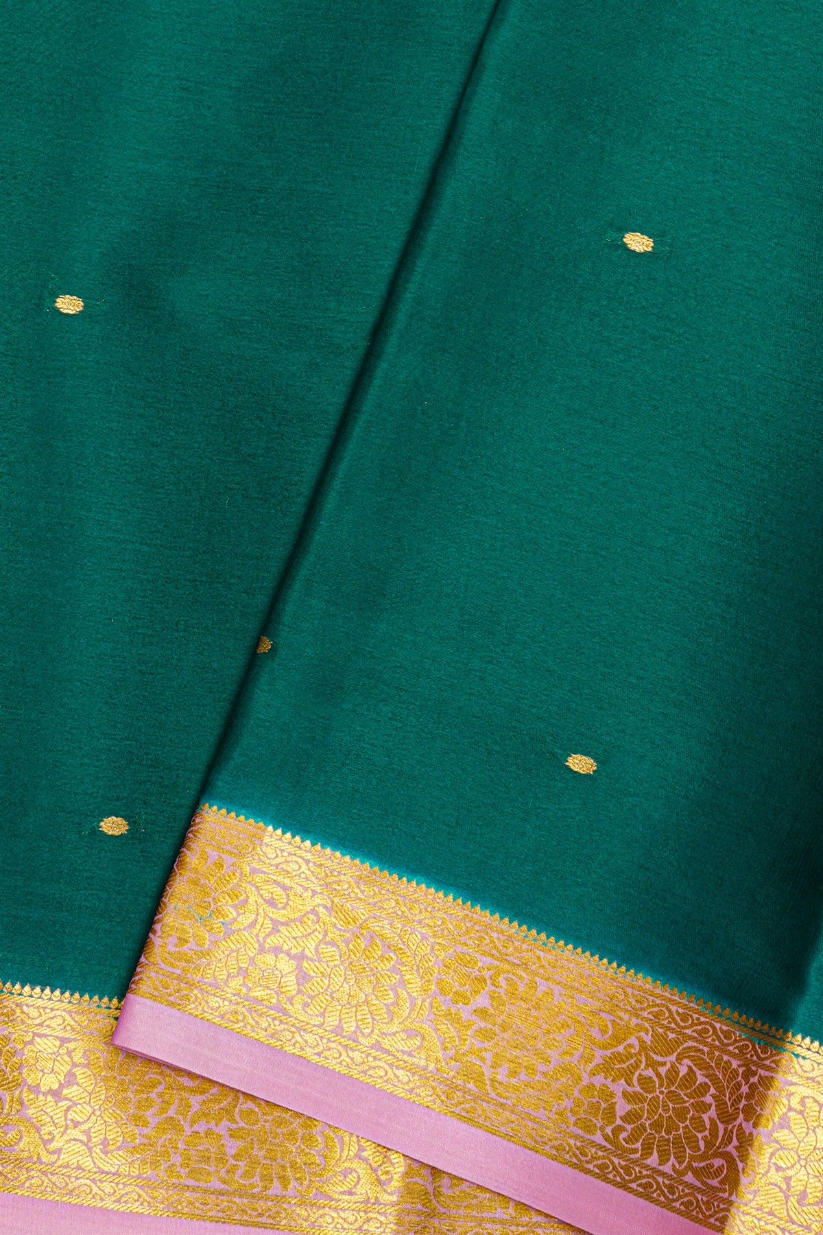 Mysore Crepe Bottle Green Saree