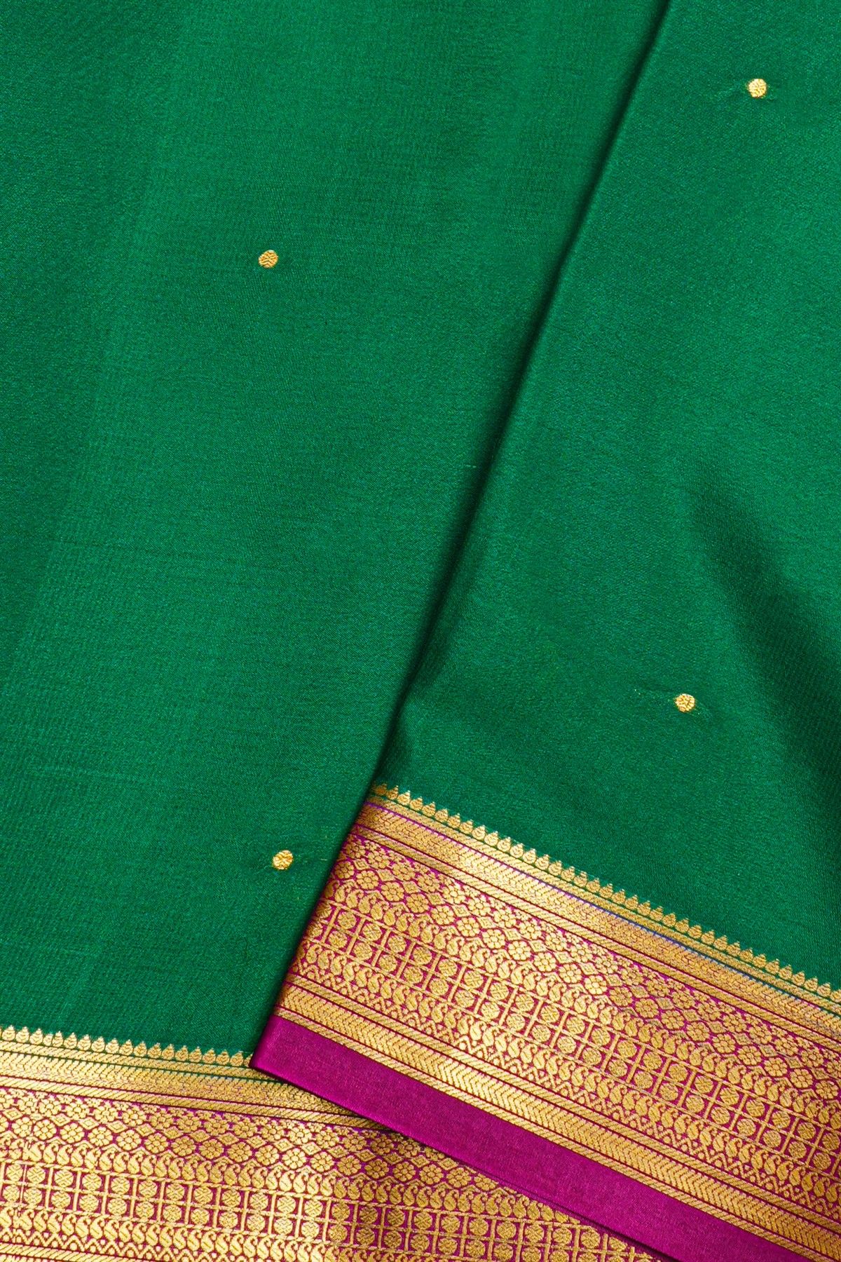 Mysore Crepe Bottle Green Saree