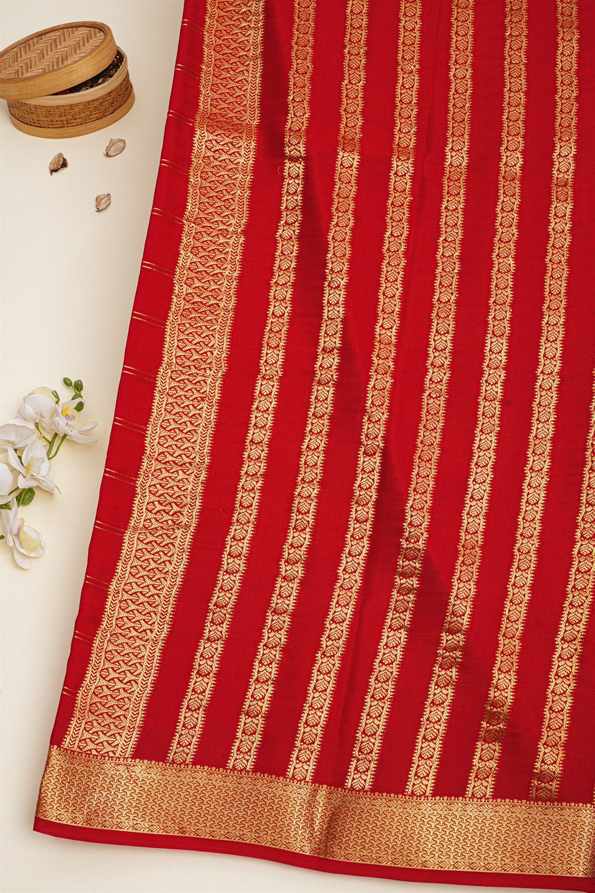 Mysore Crepe Red Saree