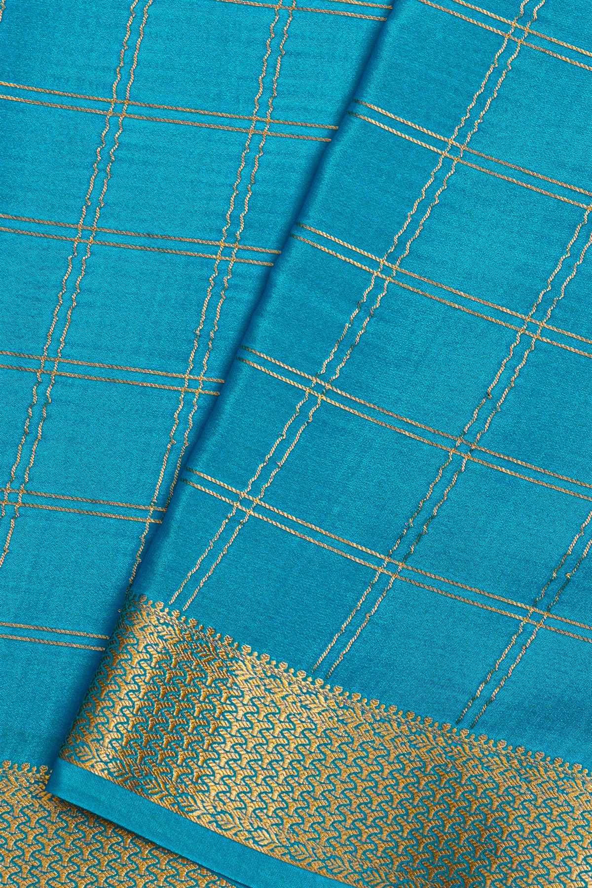 Mysore Crepe Sea Blue Saree