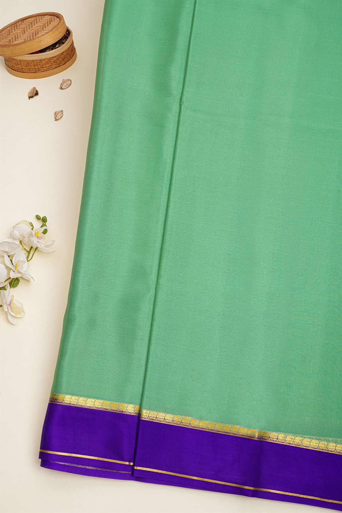 Mysore Crepe Sea Green Saree