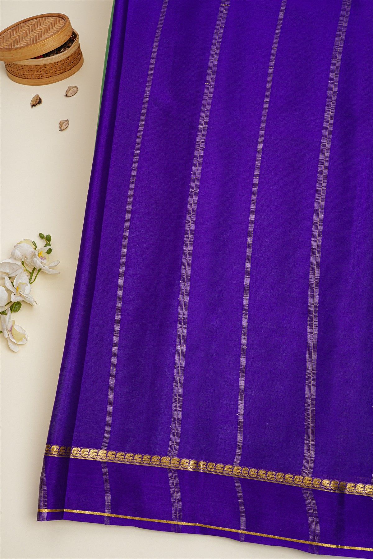 Mysore Crepe Sea Green Saree