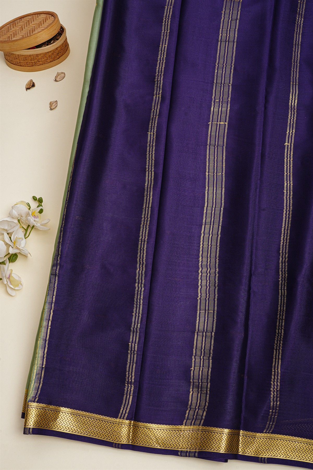 Mysore Crepe Pista Green Saree