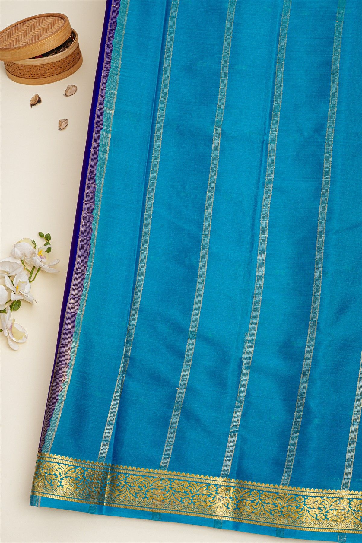 Mysore Crepe Royal Blue Saree