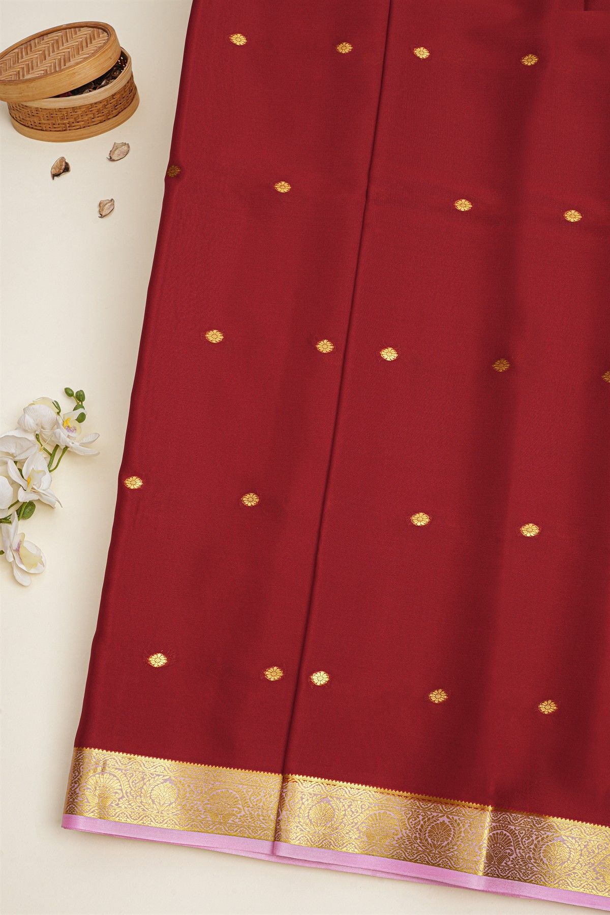 Mysore Crepe Maroon Saree