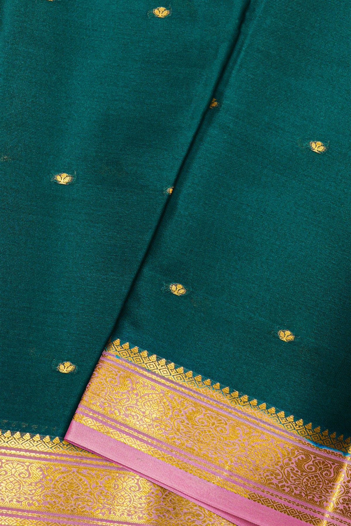 Mysore Crepe Teal Blue Saree