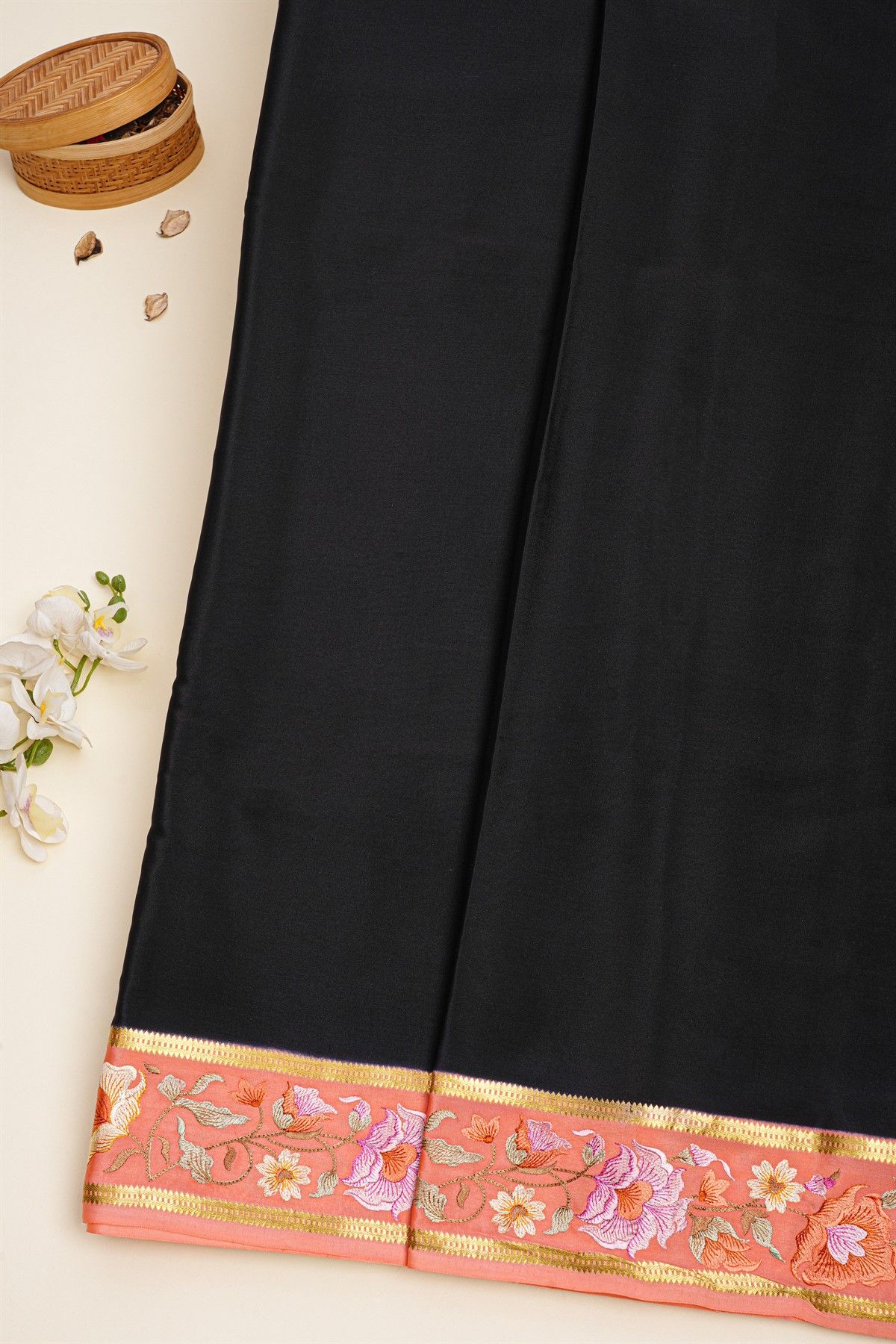 Mysore Crepe Black Saree