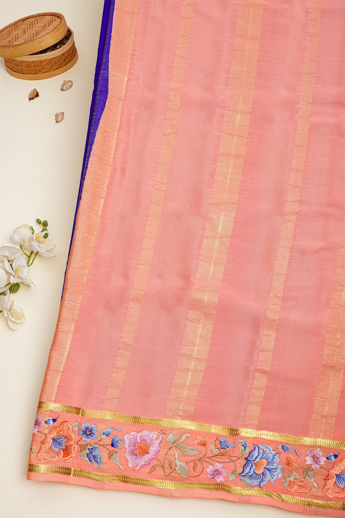 Mysore Crepe Royal Blue Saree