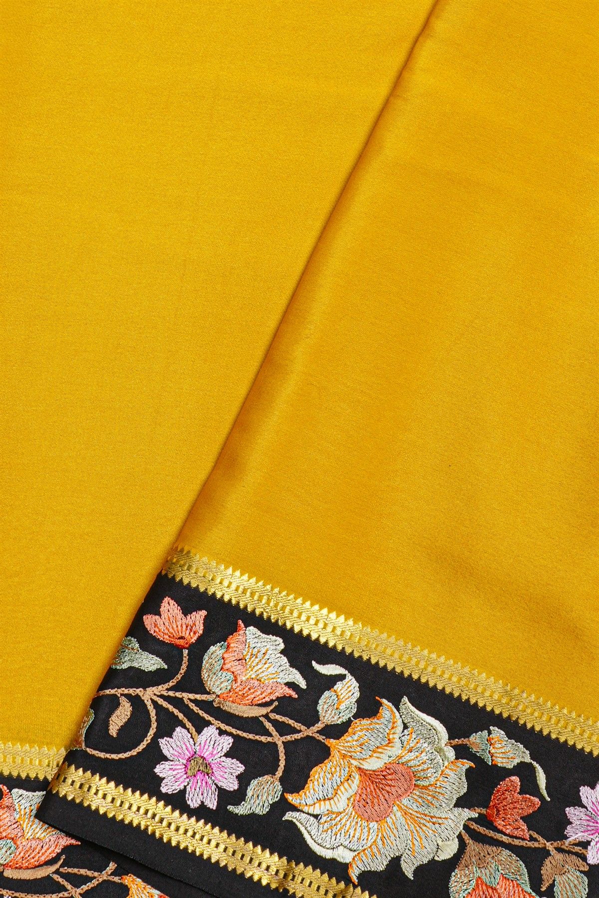 Mysore Crepe Yellow Saree