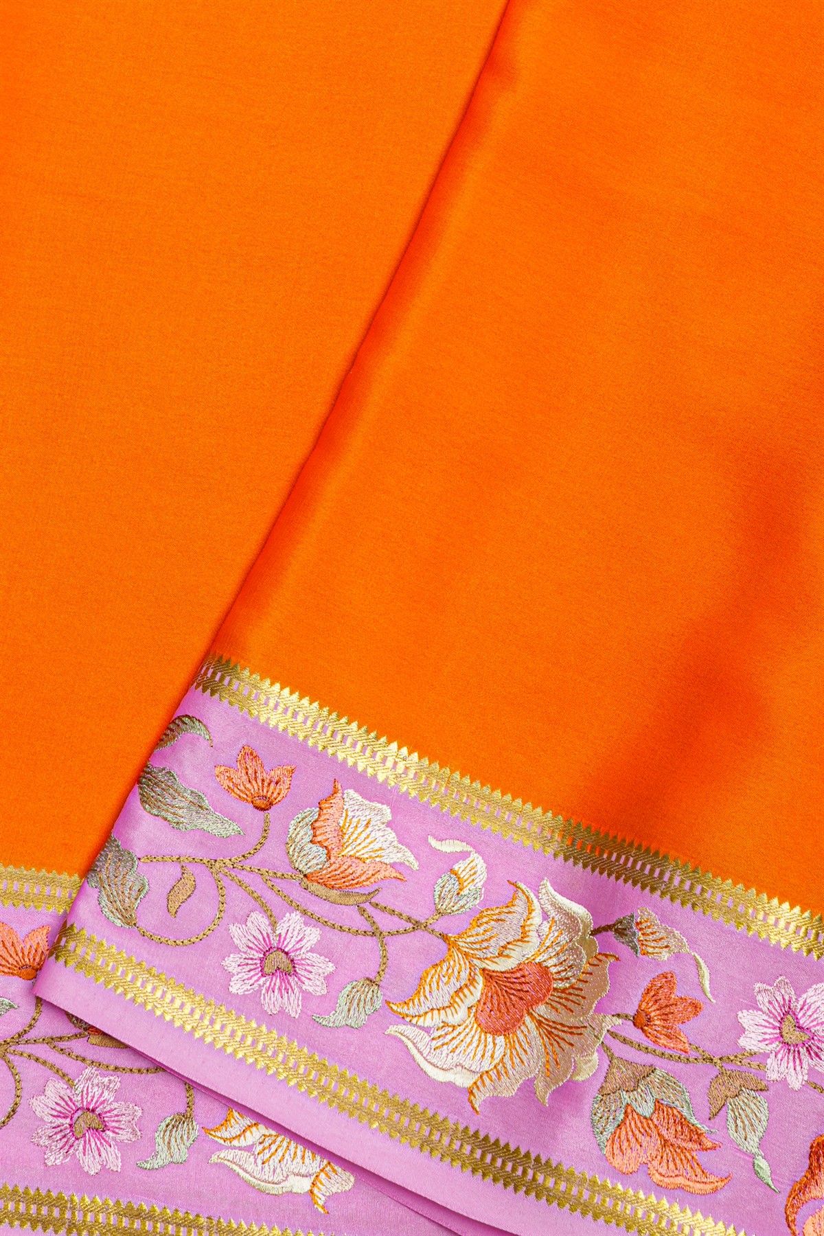 Mysore Crepe Orange Saree
