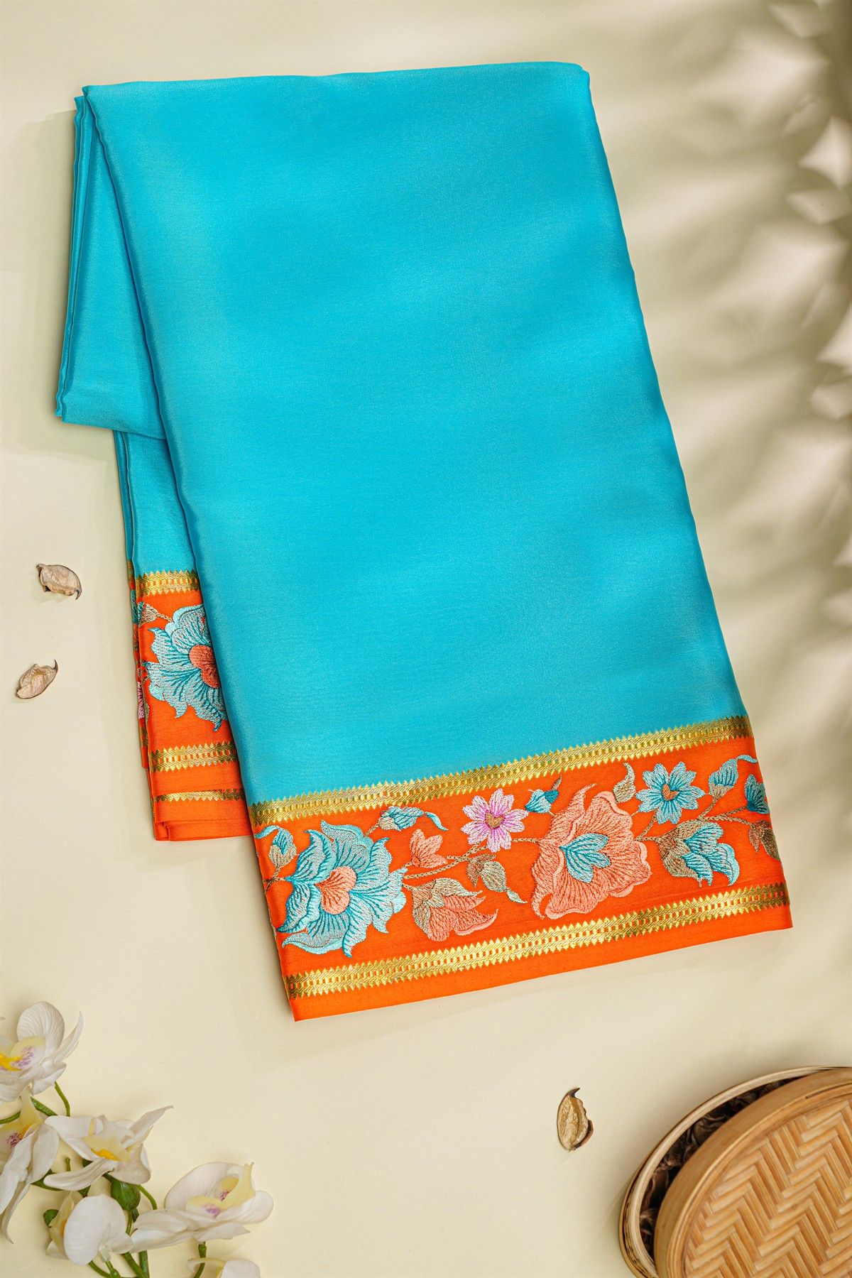 Mysore Crepe Sky Blue Saree