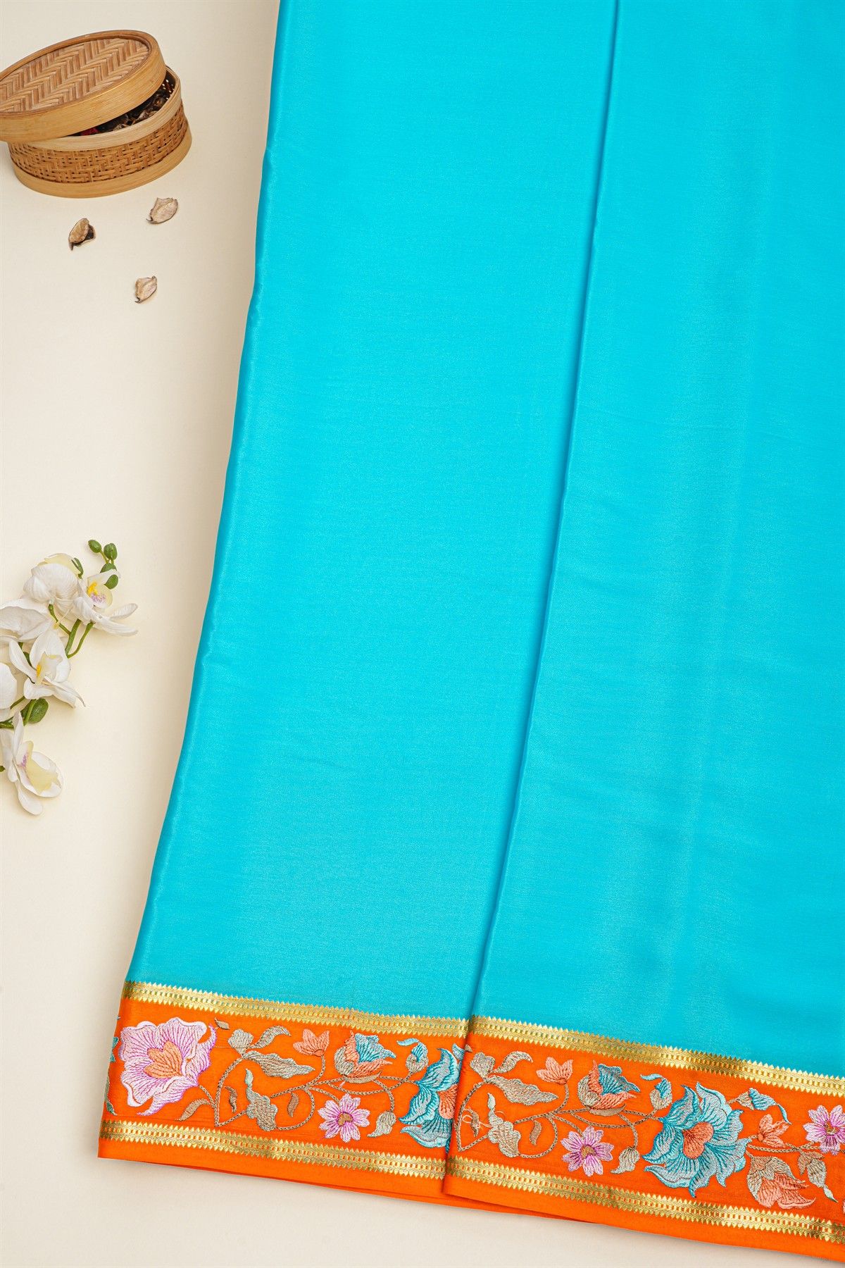 Mysore Crepe Sky Blue Saree