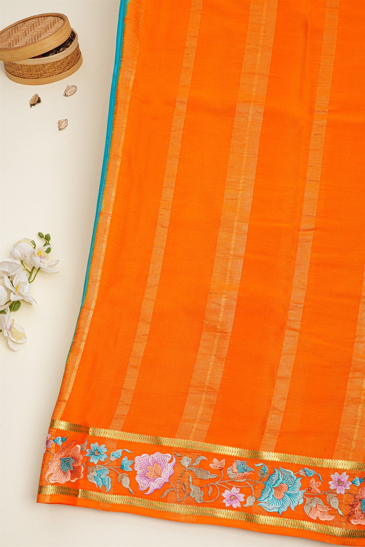 Mysore Crepe Sky Blue Saree