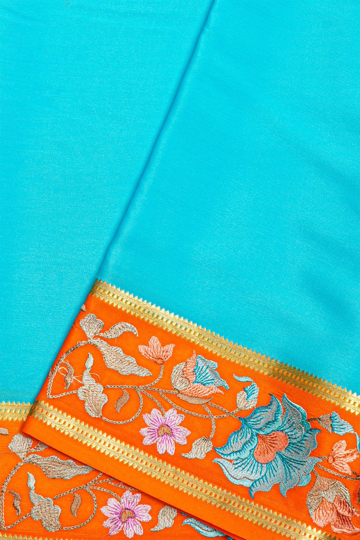 Mysore Crepe Sky Blue Saree