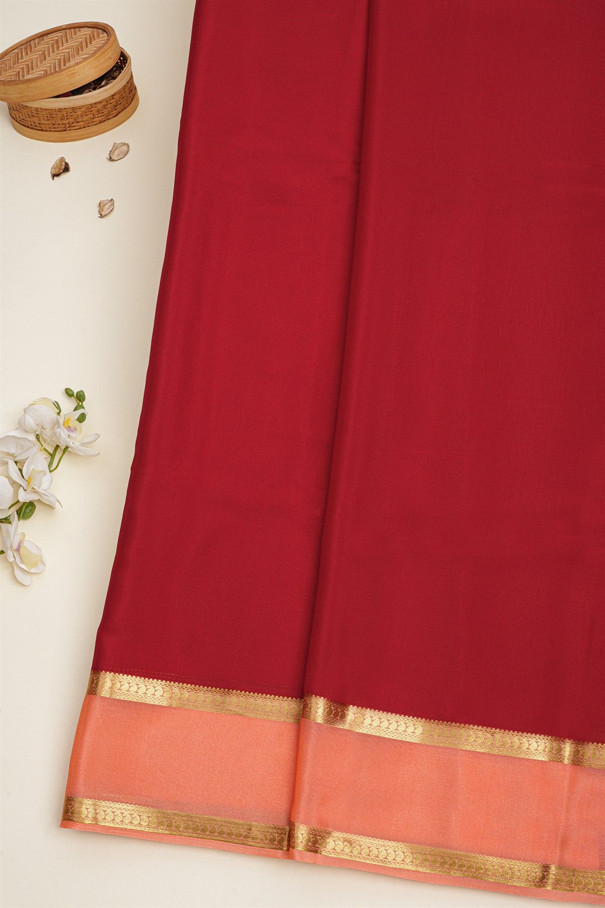 Mysore Crepe Maroon Saree