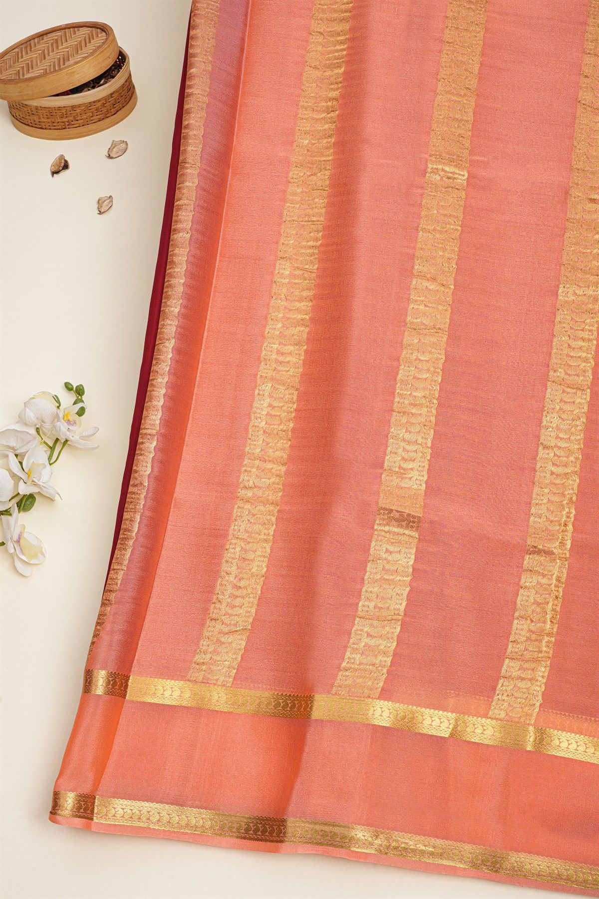 Mysore Crepe Maroon Saree