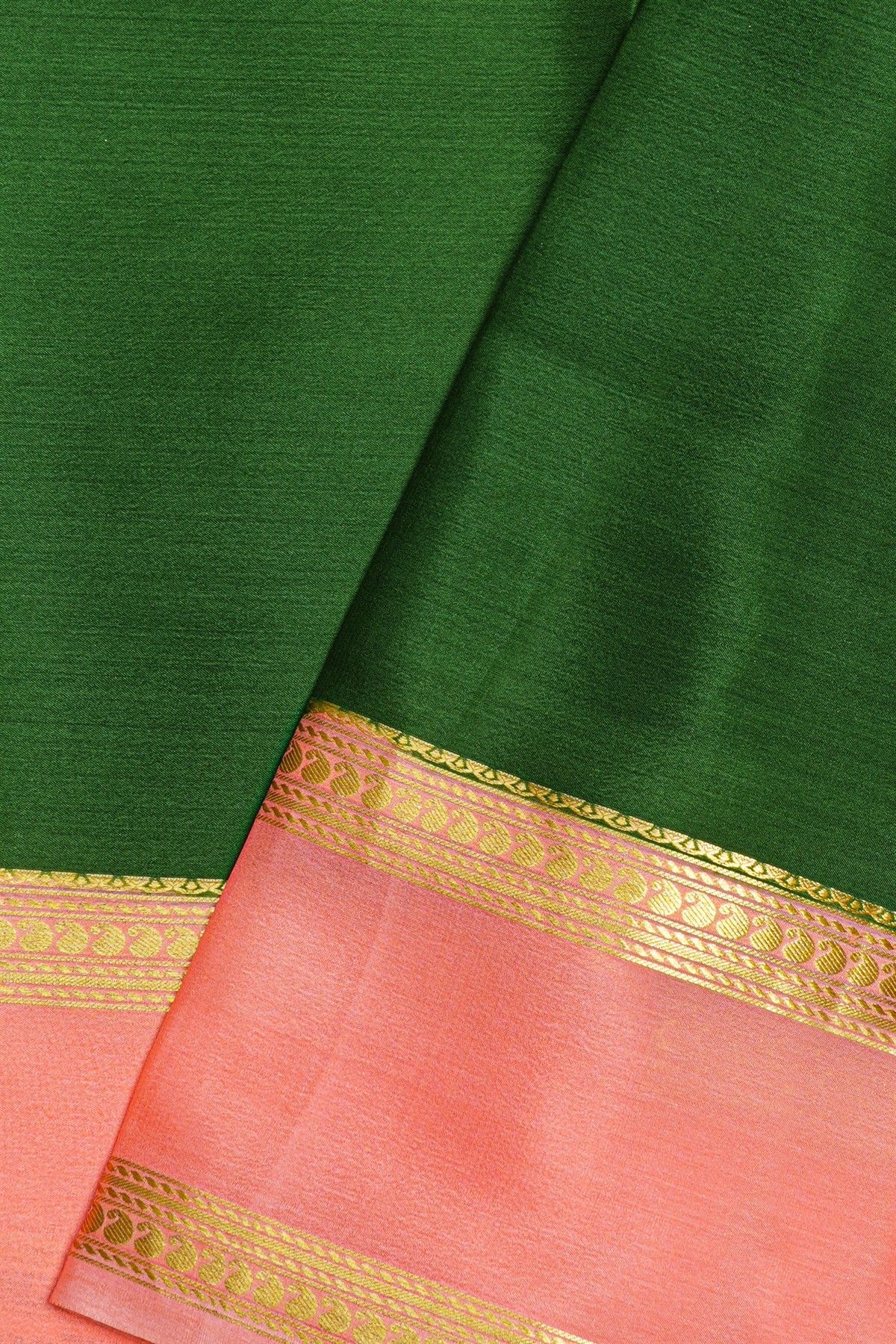 Mysore Crepe Bottle Green Saree