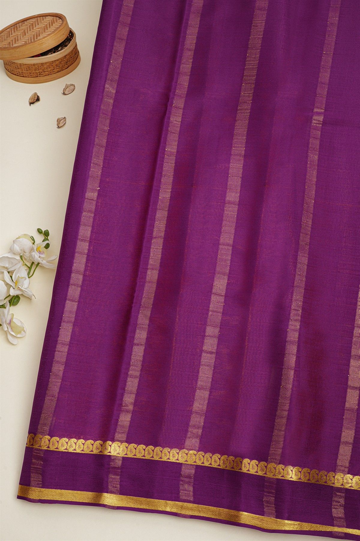 Mysore Crepe Mehendi Green Saree