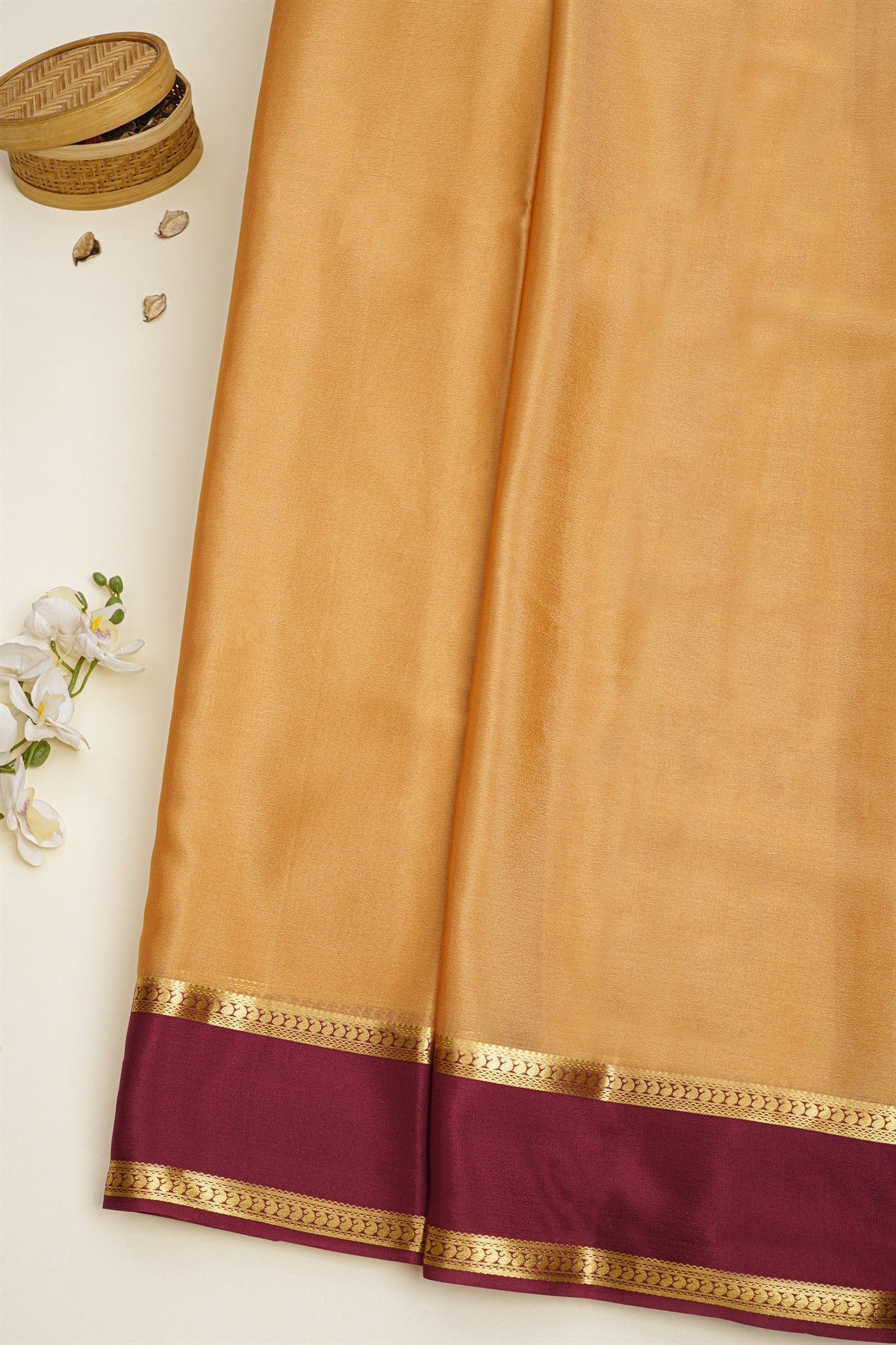 Mysore Crepe Cream Saree