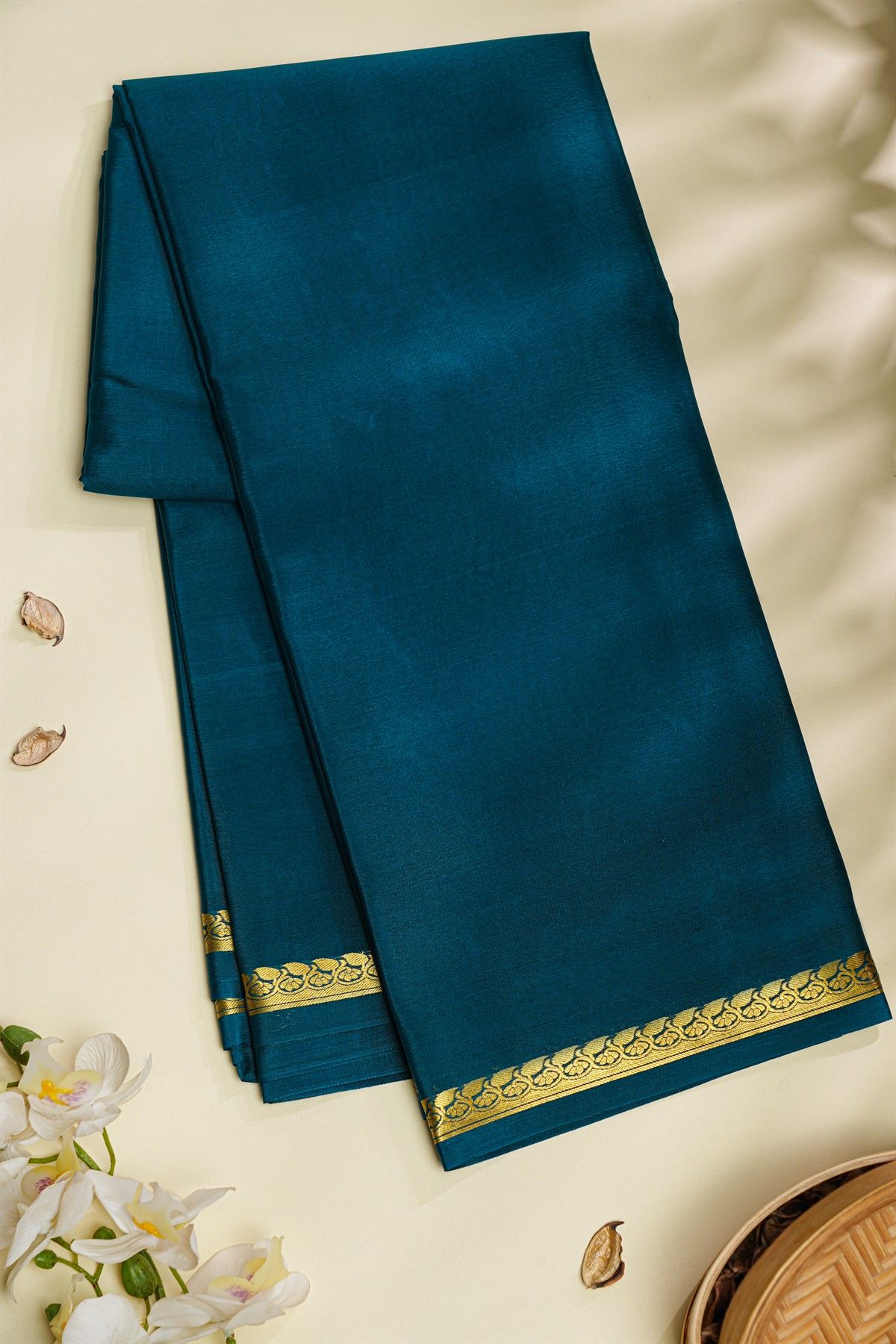 Mysore Crepe Navy Blue Saree