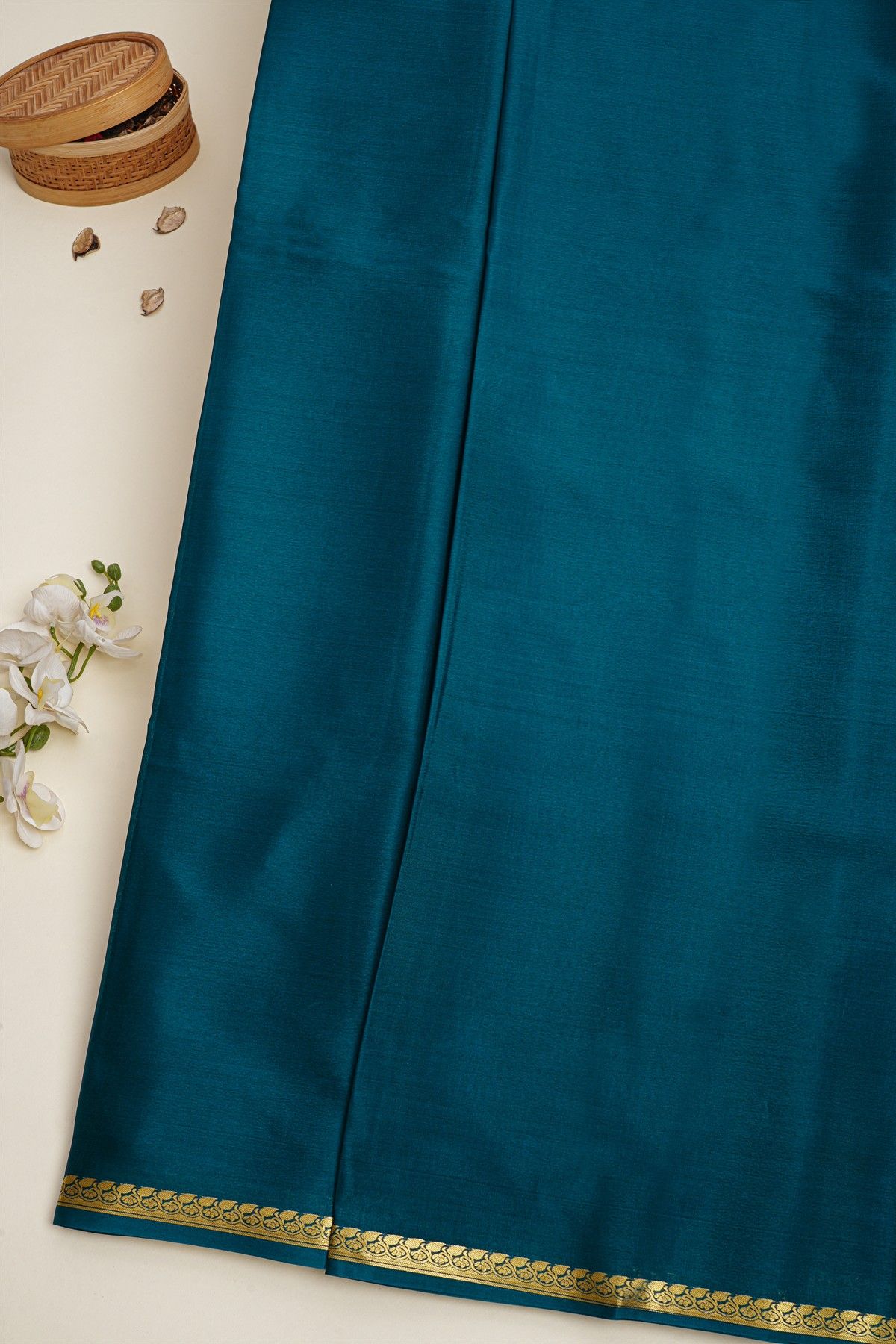 Mysore Crepe Navy Blue Saree