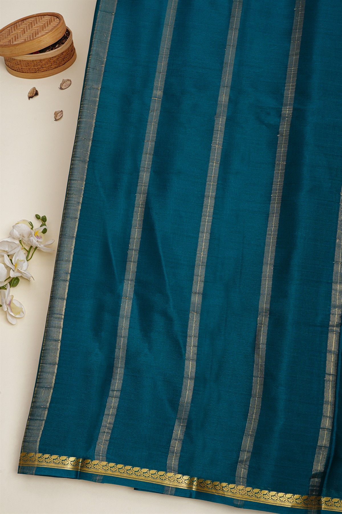 Mysore Crepe Navy Blue Saree