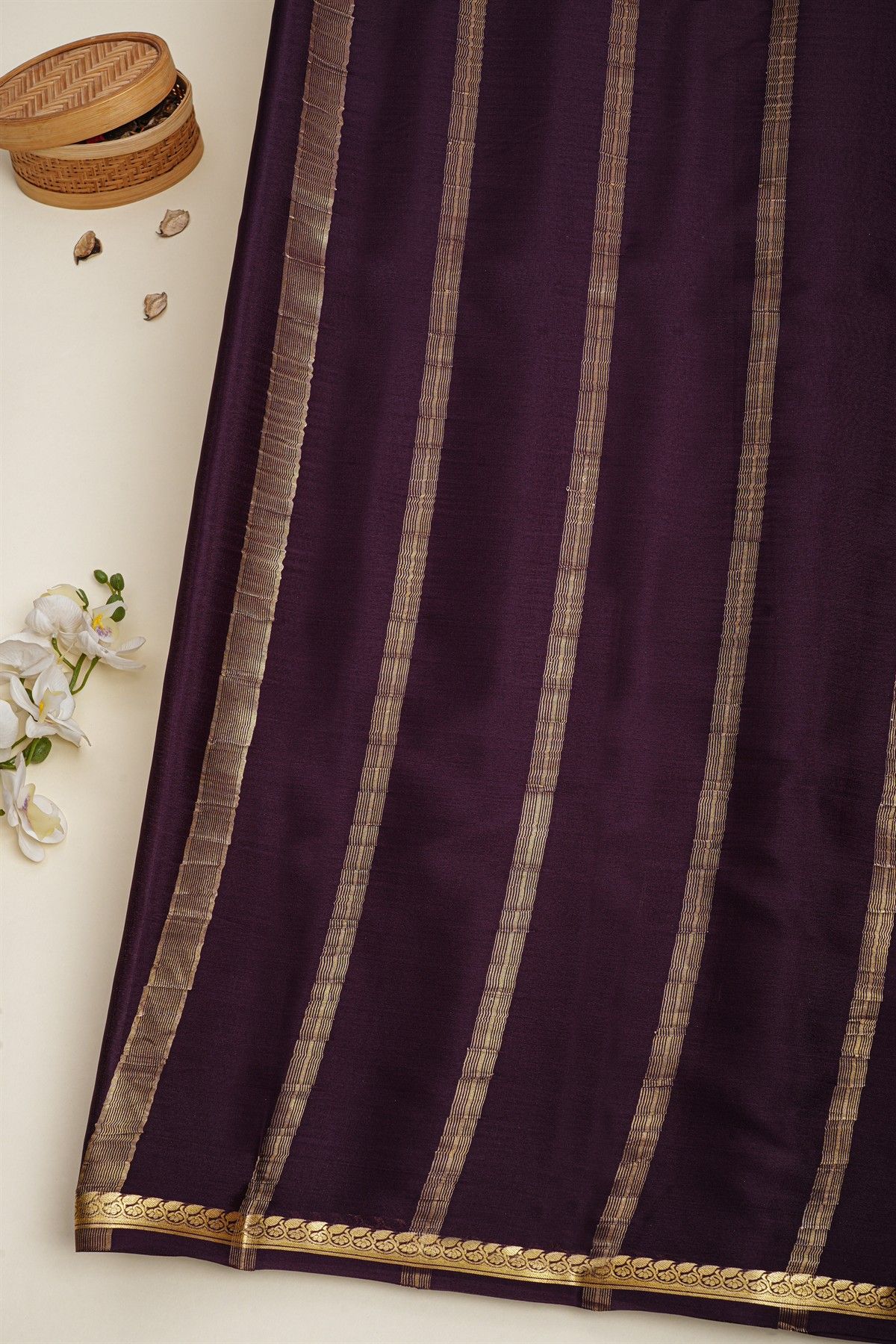 Mysore Crepe Wine Saree