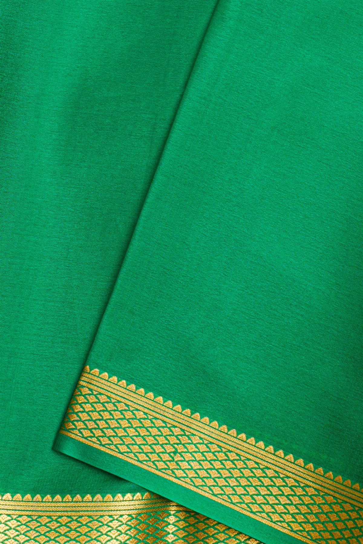 Mysore Crepe Rama Green Saree