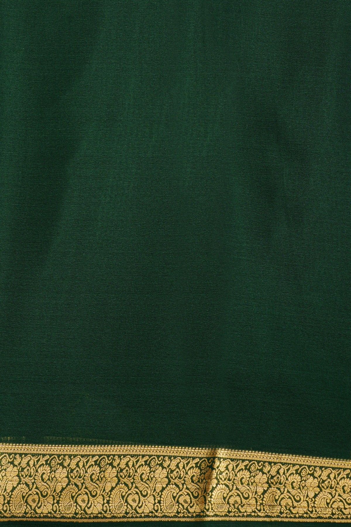 Mysore Crepe Bottle Green Saree