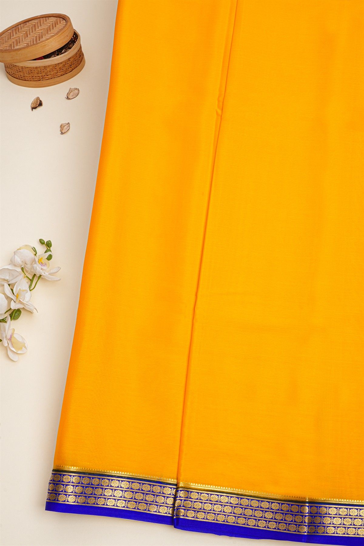 Mysore Crepe Mustard Saree