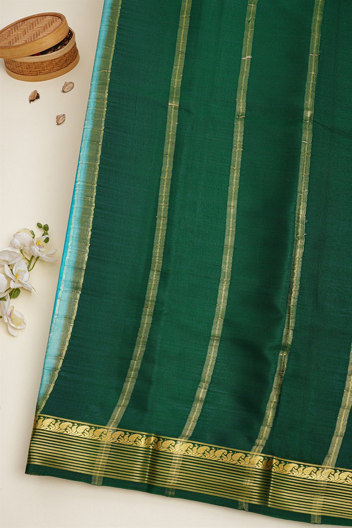 Mysore Crepe Sky Blue Saree