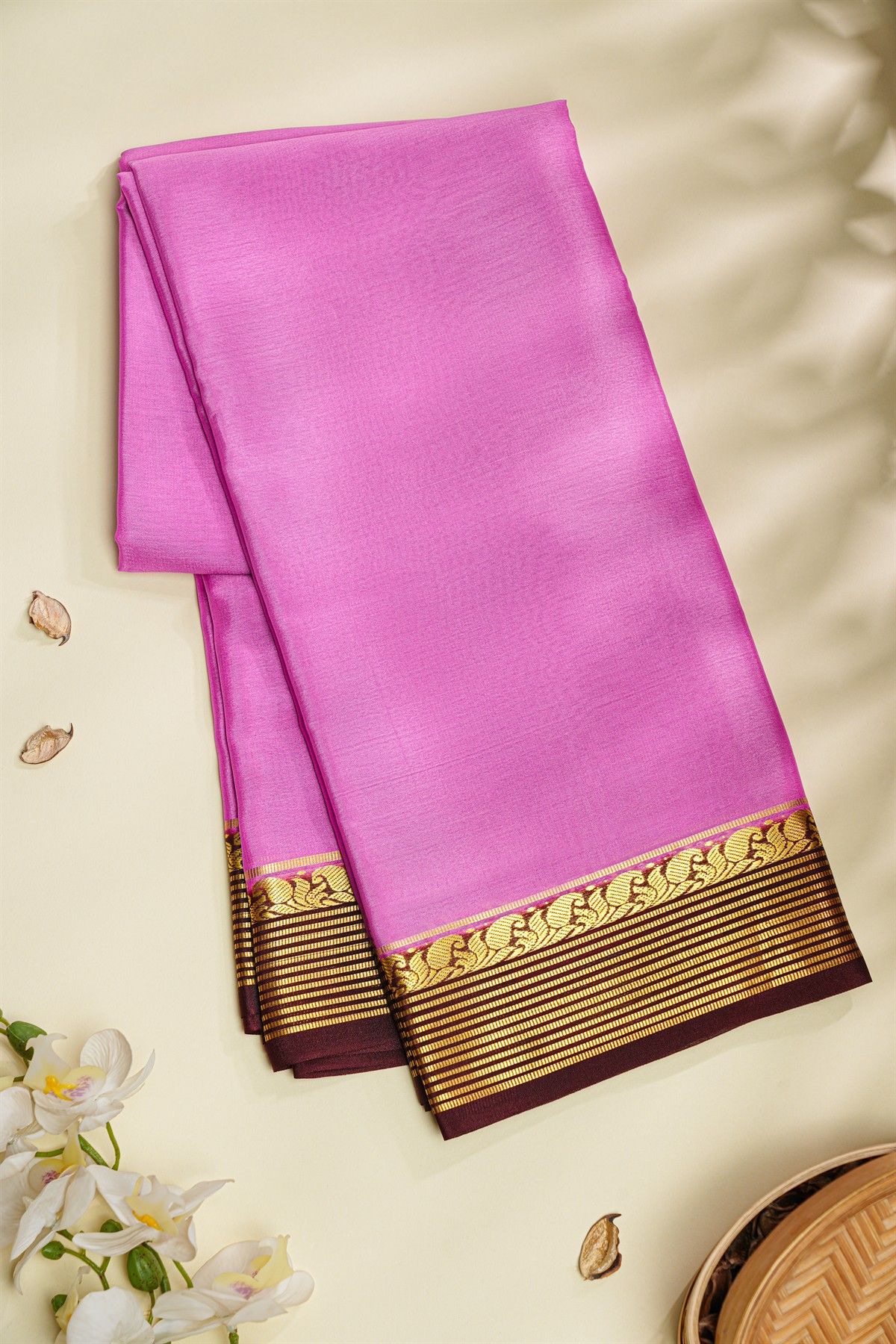 Mysore Crepe Pink Saree