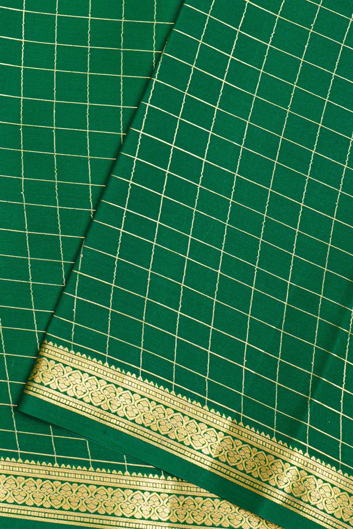 Mysore Crepe Green Saree