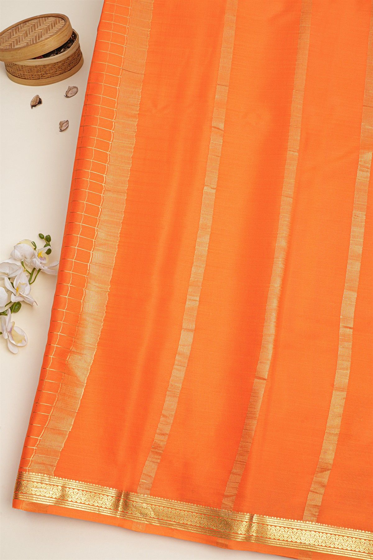 Mysore Crepe Orange Saree