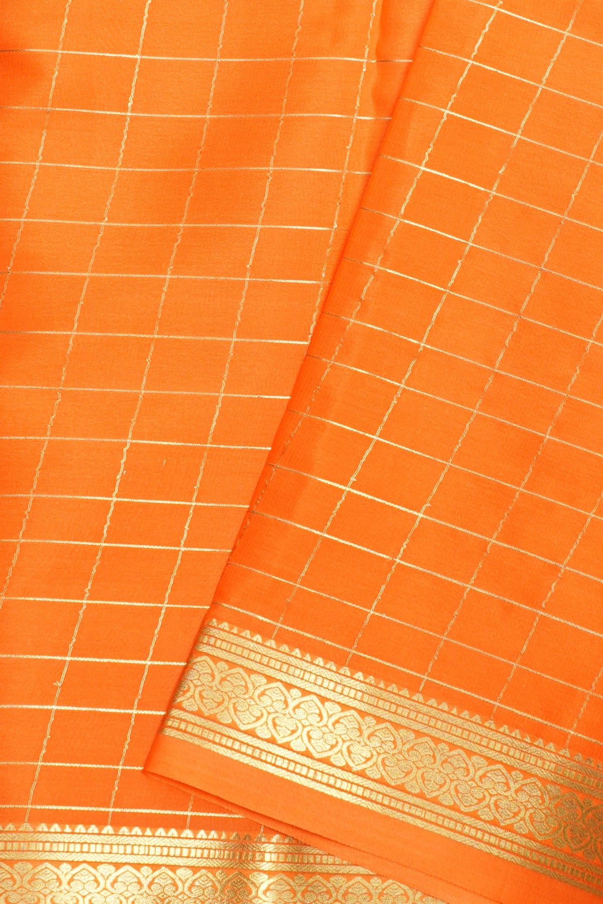 Mysore Crepe Orange Saree