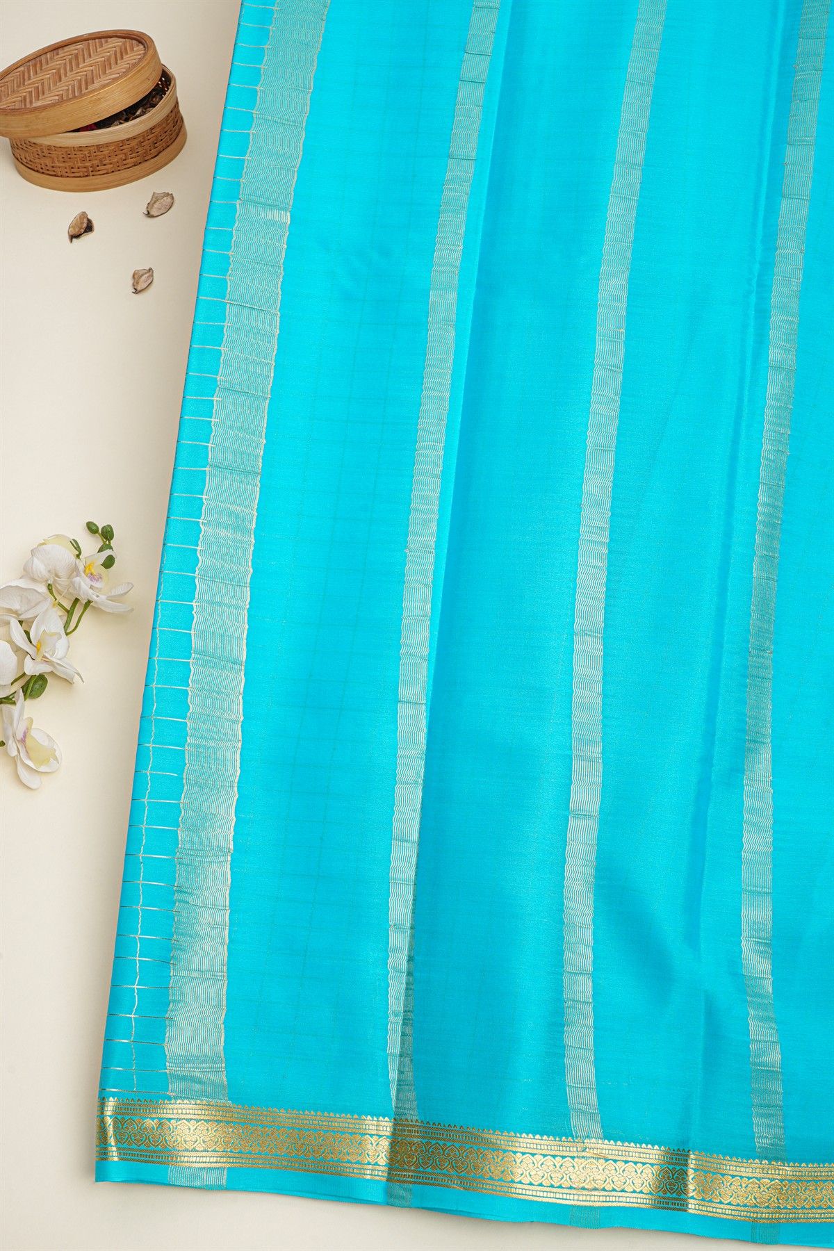 Mysore Crepe Sky Blue Saree