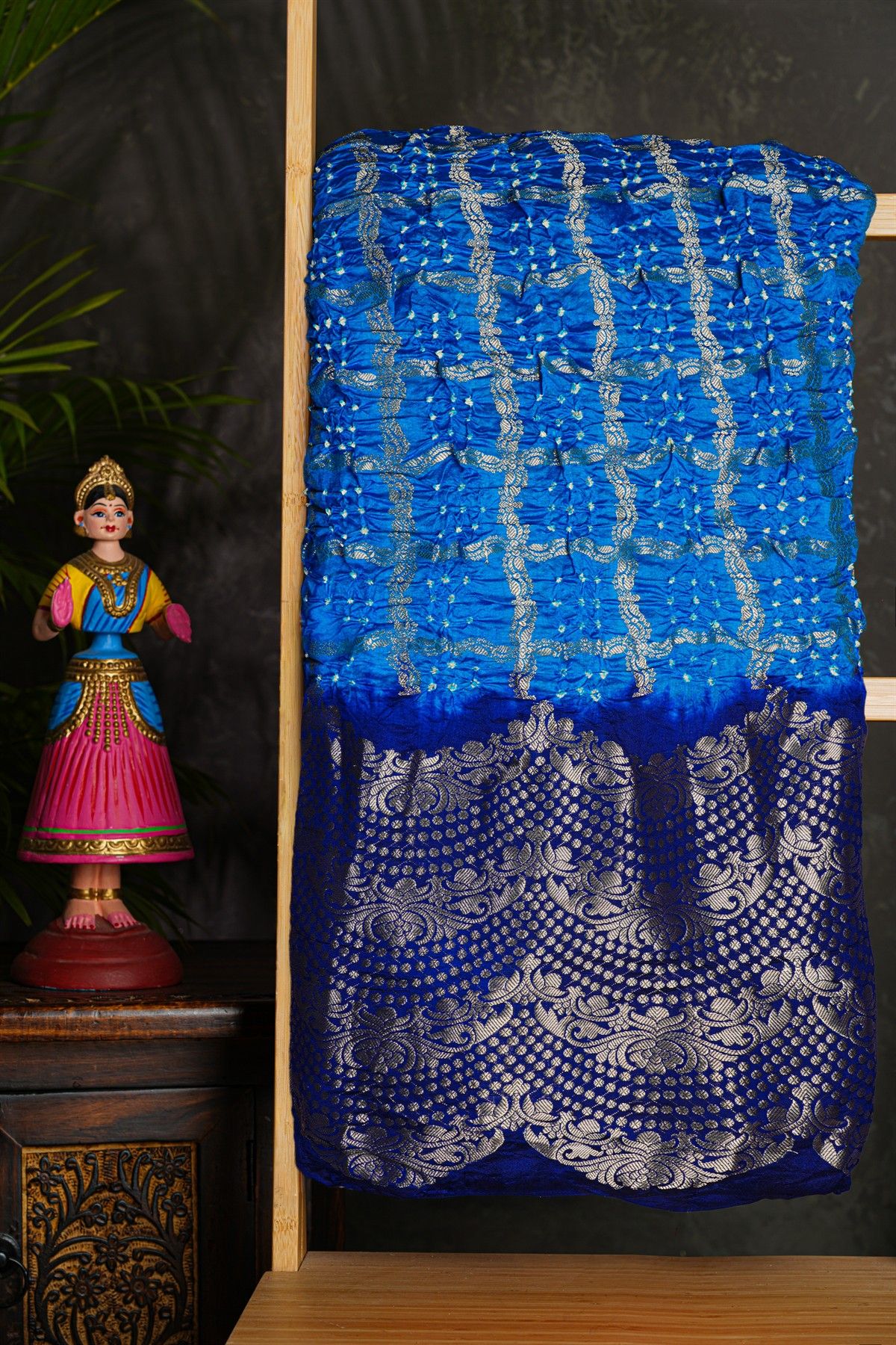 Bandhani Silk Blue Saree