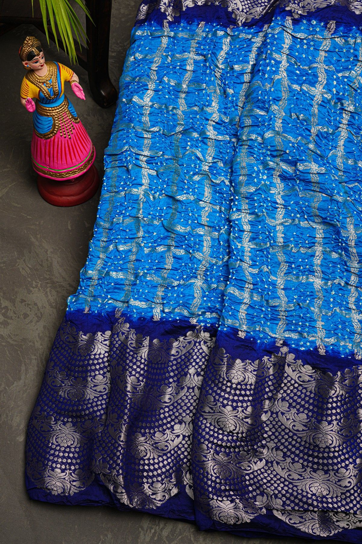 Bandhani Silk Blue Saree