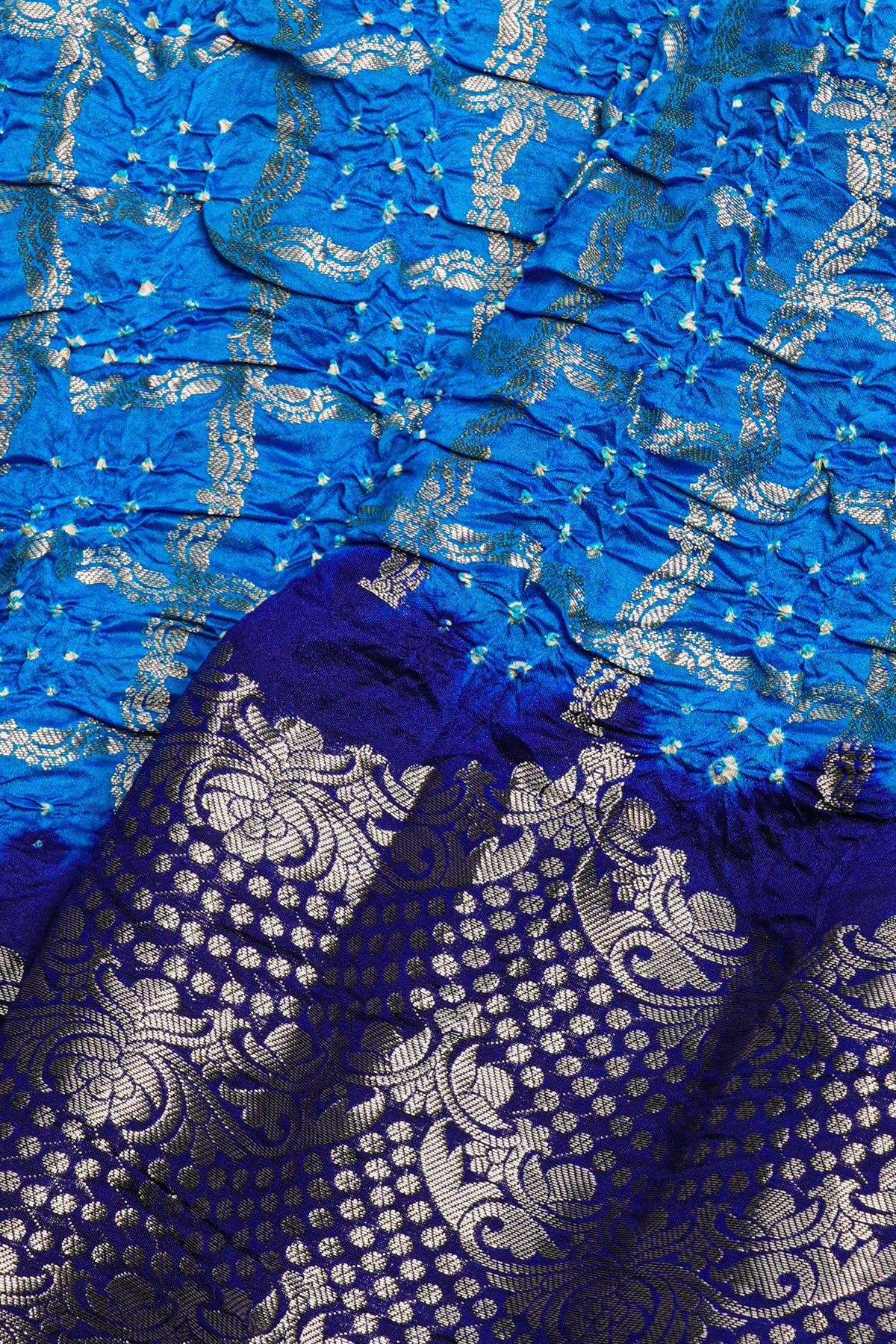 Bandhani Silk Blue Saree