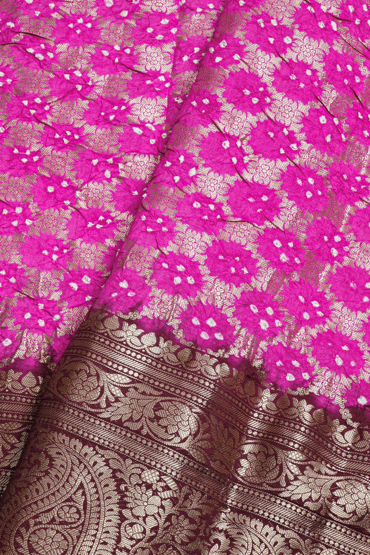 Bandhani Silk Pink Saree