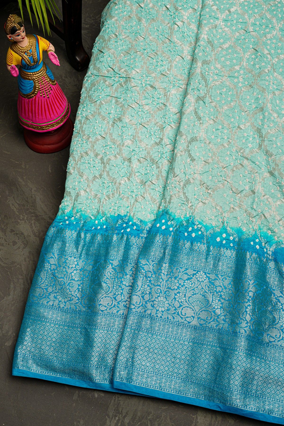 Bandhani Silk Sky Blue Saree