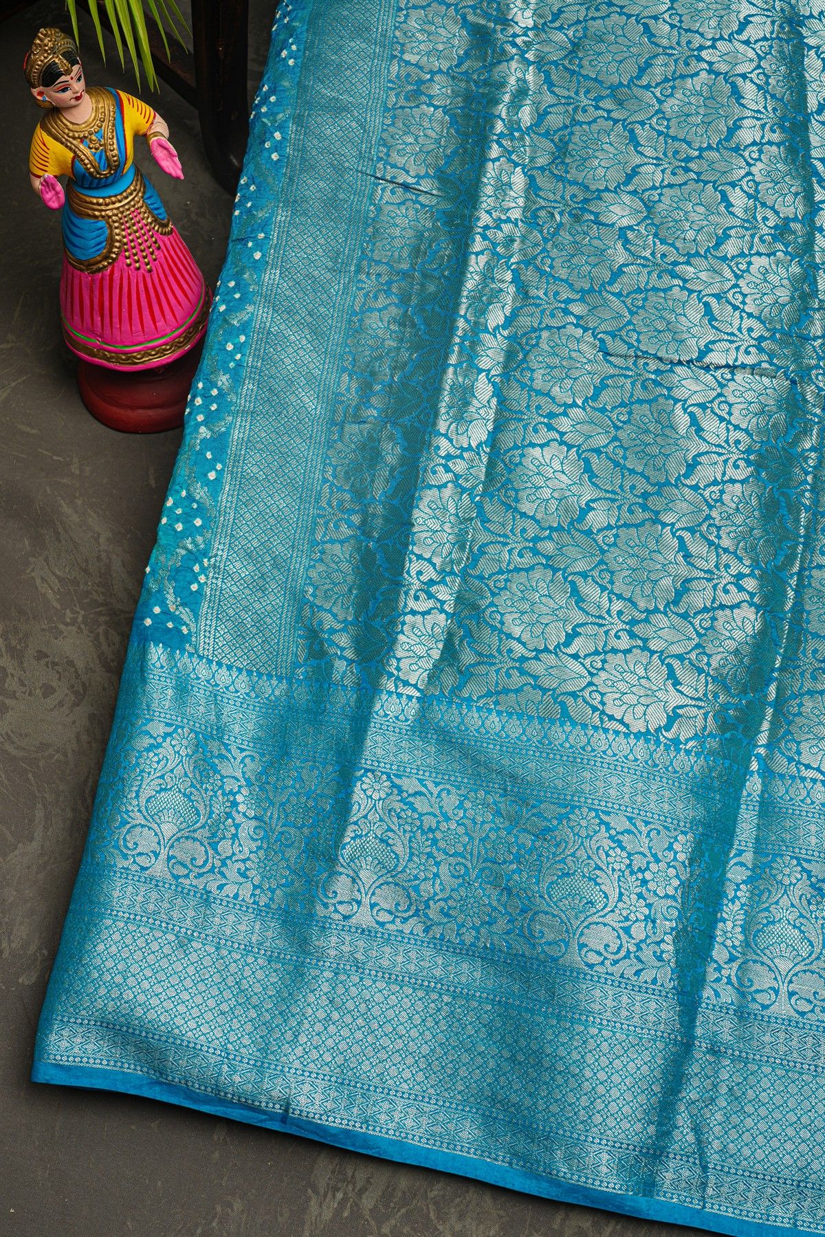 Bandhani Silk Sky Blue Saree