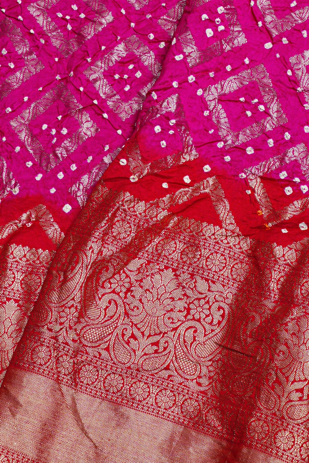 Bandhani Silk Pink Saree